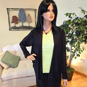 Dark Grey Simply Vera Open Draped Cardigan, Sheer Back Pleate, Size XL